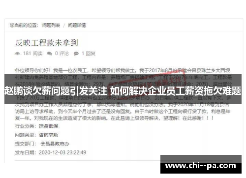 赵鹏谈欠薪问题引发关注 如何解决企业员工薪资拖欠难题